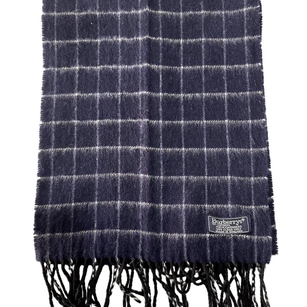 Burberrys Classic Check Scarf Black 100% Cashmere Unisex Scarf Made In England - Picture 2 of 7
